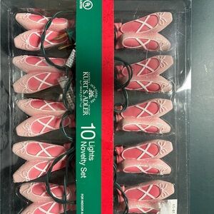 Kurt S. Adler Glass Pink Ballet Shoe String Lights NIB.